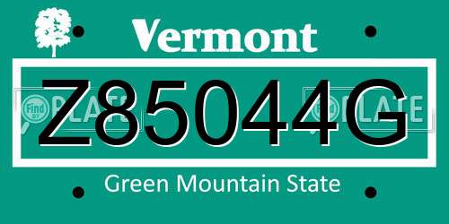 Z85044G Vermont License Plate
