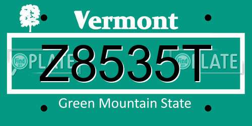 Z8535T Vermont License Plate