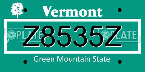 Z8535Z Vermont License Plate
