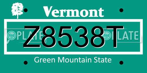 Z8538T Vermont License Plate