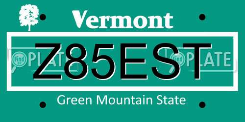 Z85EST Vermont License Plate