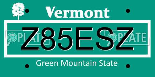 Z85ESZ Vermont License Plate