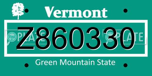 Z860330 Vermont License Plate
