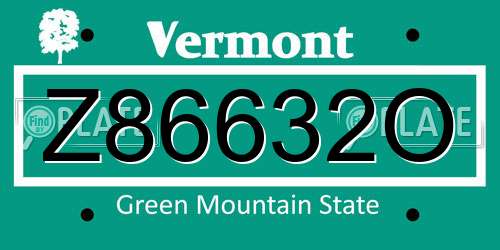 Z86632O Vermont License Plate
