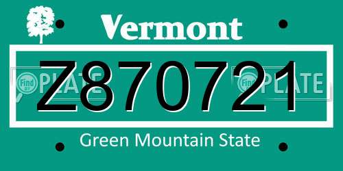 Z870721 Vermont License Plate