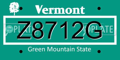 Z8712G Vermont License Plate