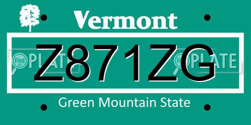 Z871ZG Vermont License Plate