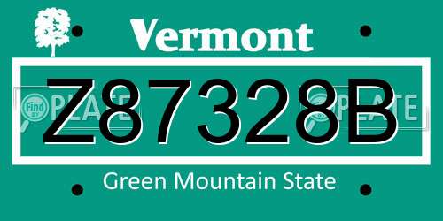 Z87328B Vermont License Plate