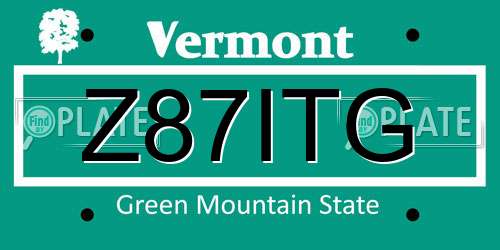 Z87ITG Vermont License Plate