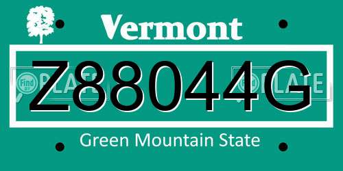Z88044G Vermont License Plate