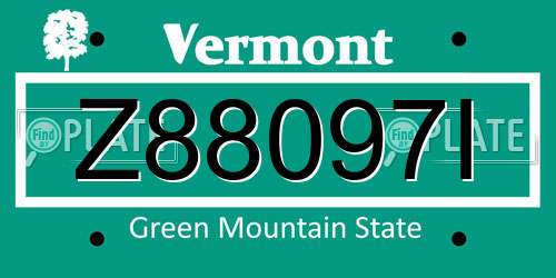 Z88097I Vermont License Plate