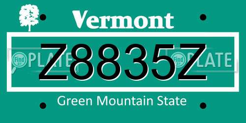 Z8835Z Vermont License Plate