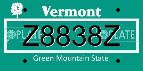 Z8838Z Vermont License Plate