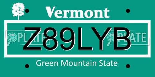 Z89LYB Vermont License Plate
