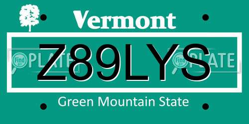 Z89LYS Vermont License Plate