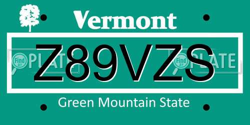 Z89VZS Vermont License Plate