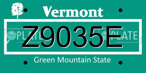 Z9035E Vermont License Plate