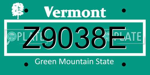 Z9038E Vermont License Plate