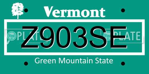 Z903SE Vermont License Plate