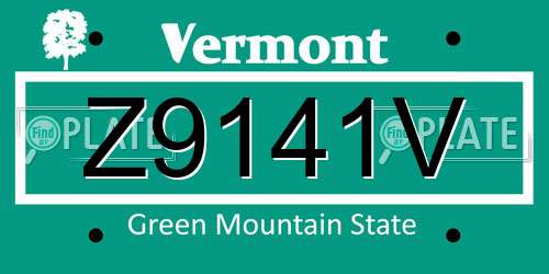 Z9141V Vermont License Plate