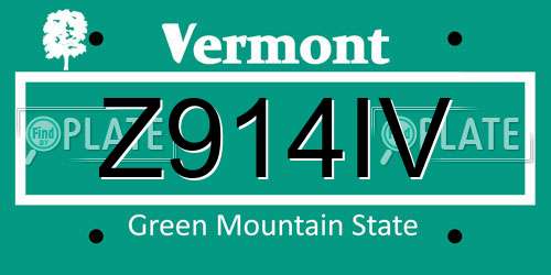 Z914IV Vermont License Plate