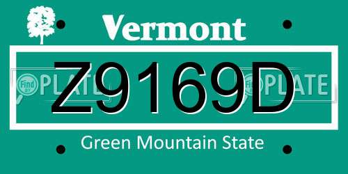 Z9169D Vermont License Plate
