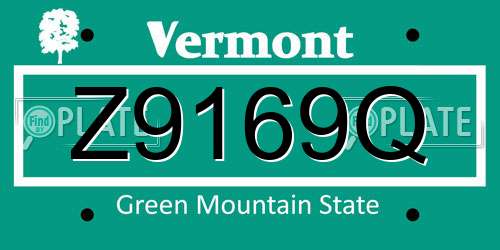 Z9169Q Vermont License Plate