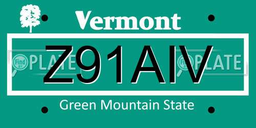 Z91AIV Vermont License Plate