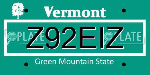 Z92EIZ Vermont License Plate