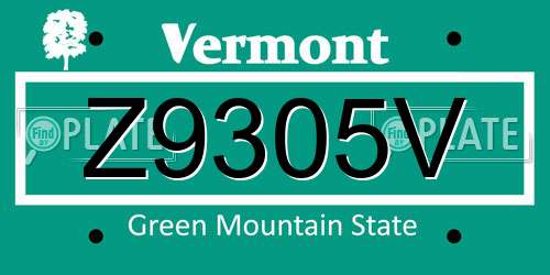 Z9305V Vermont License Plate