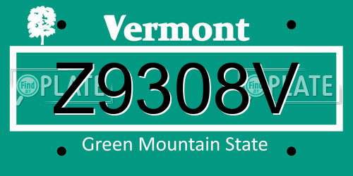 Z9308V Vermont License Plate