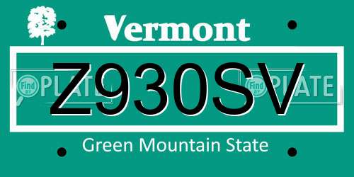 Z930SV Vermont License Plate