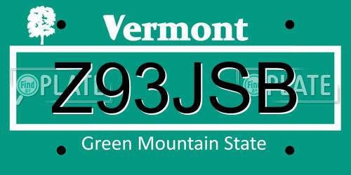 Z93JSB Vermont License Plate