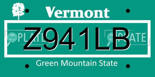 Z941LB Vermont License Plate