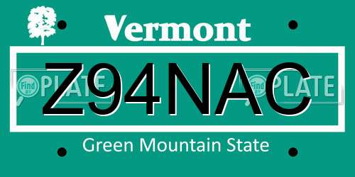 Z94NAC Vermont License Plate