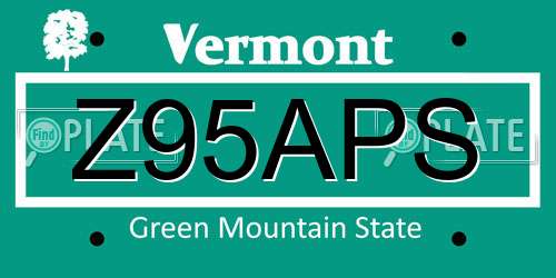 Z95APS Vermont License Plate