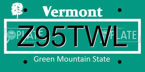 Z95TWL Vermont License Plate