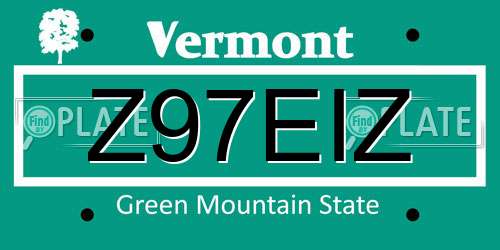 Z97EIZ Vermont License Plate