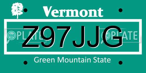 Z97JJG Vermont License Plate