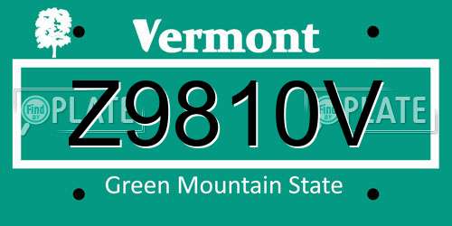 Z9810V Vermont License Plate