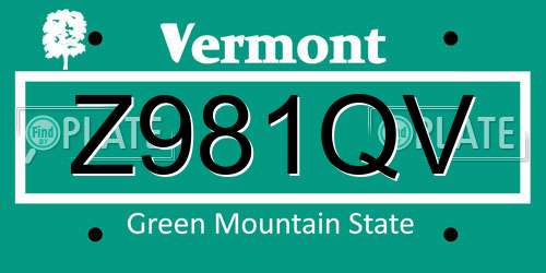 Z981QV Vermont License Plate