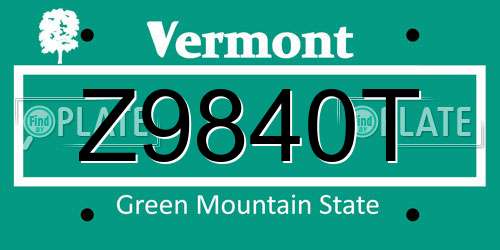 Z9840T Vermont License Plate