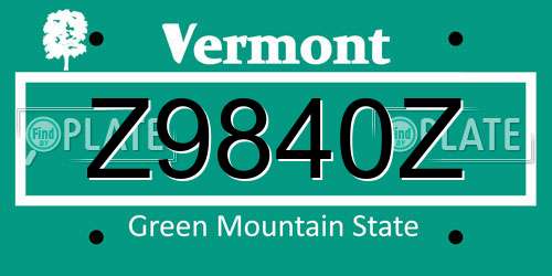 Z9840Z Vermont License Plate
