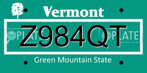 Z984QT Vermont License Plate