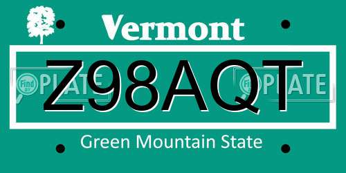 Z98AQT Vermont License Plate