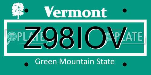 Z98IOV Vermont License Plate