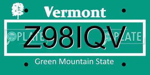 Z98IQV Vermont License Plate
