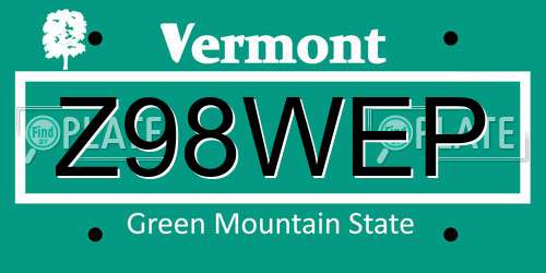 Z98WEP Vermont License Plate