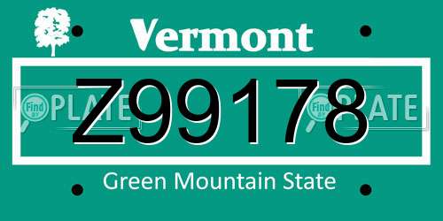 Z99178 Vermont License Plate