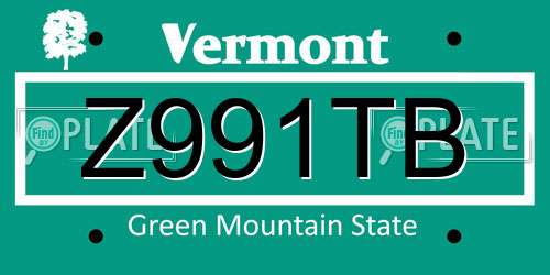 Z991TB Vermont License Plate